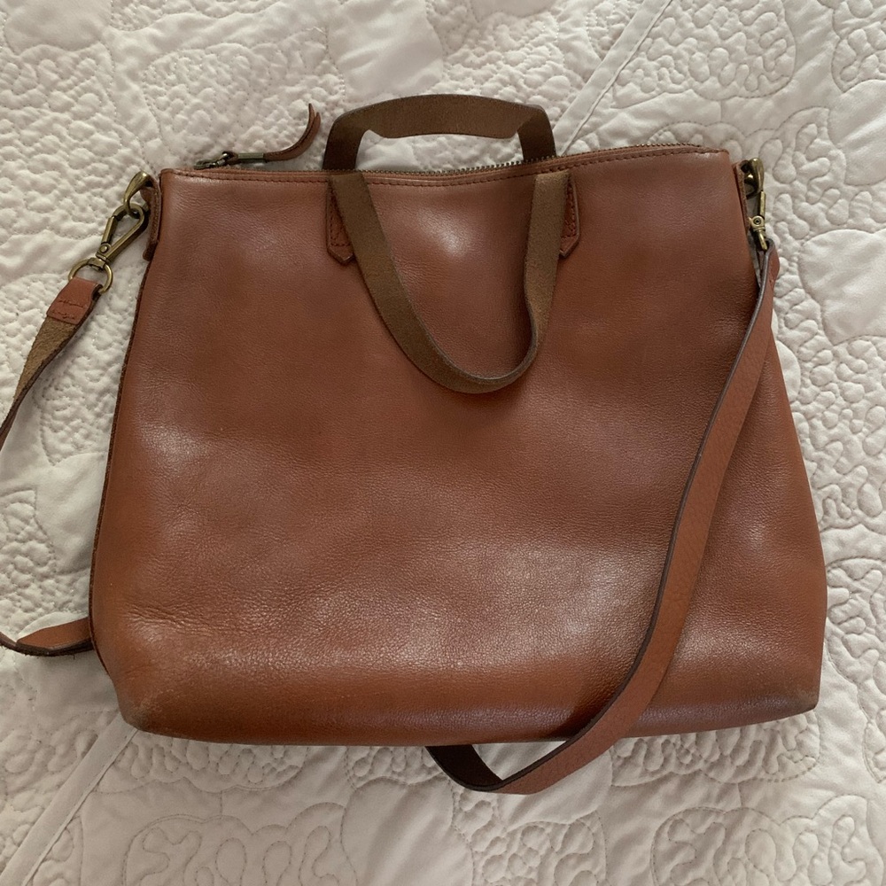 Madewell Double Handle Crossbody Tote Bag - 100% Leather